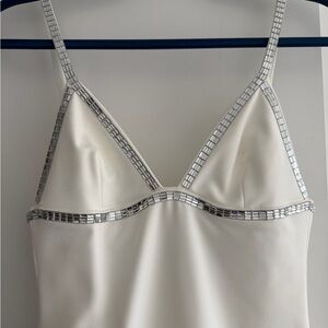 Zara White Chemise with Silver Accents